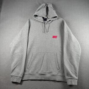 Nike Men XXL Gray Pullover Hoodie Fleece Sweatshirt Athletic Logo EUC Streetwear